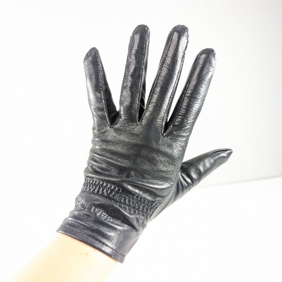 PLOVER buttery soft black leather ladies gloves Size L - Picture 8 of 12
